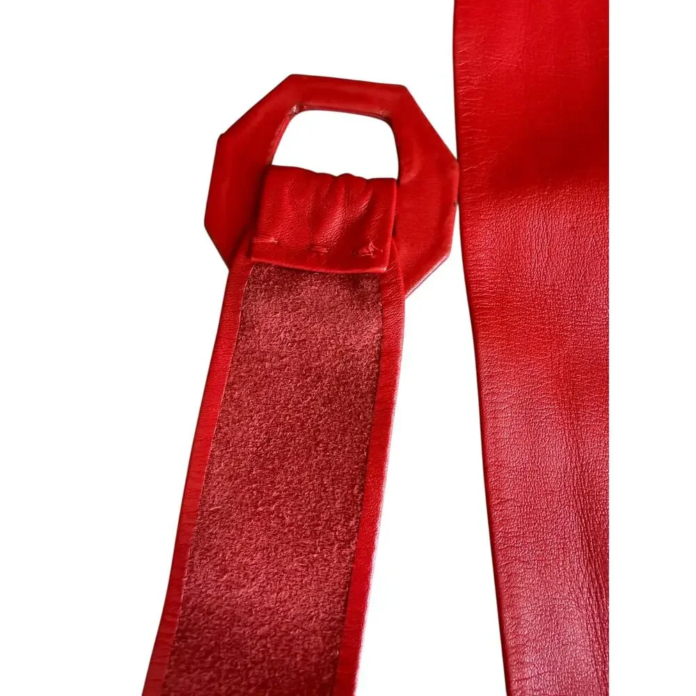 Vintage Axiom Red Leather Cinch Belt M